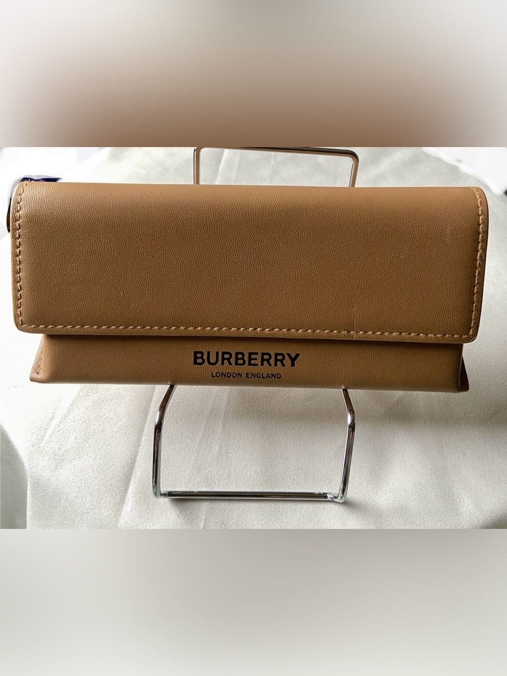 Burberry Camel Leather Fold-Over Soft Eyeglasses Case